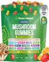 Drops Of Nature Mushroom Focus Gummies – Lions Mane Turkey Tail L-Theanine Choline Green Tea Extract – Vegan Mushroom Superfood Blend – with B-Vitamins B6 and B12 (Mixed Fruits, 75 Gummies)