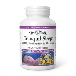 Natural Factors Tranquil Sleep - Calm Sleep Health Supplement - Relaxation Support Supplement with Melatonin & 5-HTP - 60 Chewable Tablets (30 Servings)