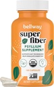 Bellway Super Fiber Capsules - USDA Organic Psyllium Husk Capsules - Daily Psyllium Husk Fiber Supplement for Digestive Health and Regularity - Plant Based, Non-GMO, Kosher - 160 Capsules