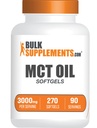 BulkSupplements.com MCT Oil Softgels - Medium Chain Triglyceride, MCT Supplement, MCT Oil 3000mg - for Energy Support, Gluten Free, 3 Softgels per Serving, 270 Count (Pack of 1)