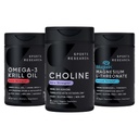 Sports Research® Brain Support Pack - Extra Strength Choline 800 mg + Krill Oil Omega 3 1000mg + High-Absorption Magtein® 2000mg