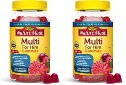 Nature Made Multi for Him, Mens Multivitamins Gummies, Energy Metabolism Support, Multivitamin for Men, 150 Gummy Vitamins and Minerals, 75 Day Supply, (Pack of 2)