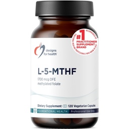 Designs for Health L 5-MTHF - Quatrefolic L Methylfolate Supplement 1mg (1700mcg DFE) - Methylated Folate Supplement for Women & Men - Supports Methylation - Non-GMO, Gluten Free (120 Capsules)