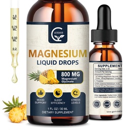 GORNVB (2 Pack) Magnesium Glycinate Liquid Drops | 1000mg Liquid Magnesium Complex with D3, L-Thea & GABA for Energy, Sleep, Nerve and Heart Health, High Absorption, Pineapple Flavor
