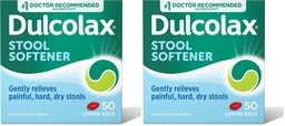 Dulcolax Stool Softener Laxative Liquid Gel Capsules, Gentle Constipation Relief for Hard, Dry Stools, Docusate Sodium 100 mg, 50 Count (Pack of 2)