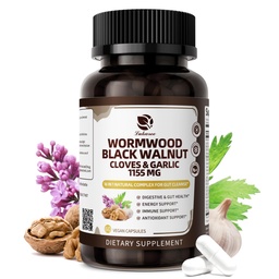 Lukaree 16-in-1 Wormwood Black Walnut Clove Cleanse for Humans – Natural Gut Detox & Digestive Health with Pumpkin Seeds Garlic Oregano Turmeric, Liposomal Tech 98% Absorption, Vegan Capsules 1150mg