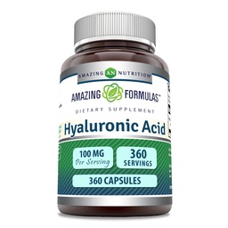 Amazing Formulas Hyaluronic Acid 100 Mg Supplement | Capsules | Non-GMO | Gluten-Free | Made in USA (1 Pack, 360 Count)