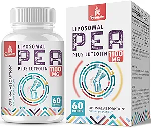 Liposomal Palmitoylethanolamide 1000 mg + Luteolin 100 mg, Micronized Pea 99% Highly Purified - Enhanced Absorption and Bioavailability, 240 Softgels