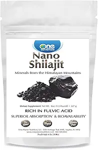 One Planet Nutrition Nano Shilajit Powder 8 oz (454 Servings), 40-60% Fulvic Acid, Nano for Enhanced Absorption, Supports Overall Wellness, Non-GMO, Vegan, Gluten Free