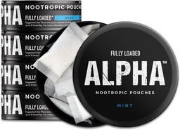 Fully Loaded Alpha Nootropic Pouches (Mint) - 5 Cans - 15 Pouches per can - Effective Nootropic Delivery, Nic Pouch Replacement - Faster Absorption, Alpha GPC, L-Tyrosine, GABA