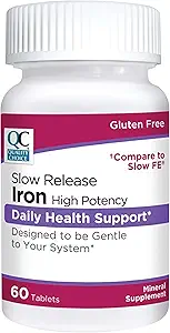 Quality Choice Iron High Potency Slow Release Tablets, 45mg, 60 Tabets Each (Pack of 7)