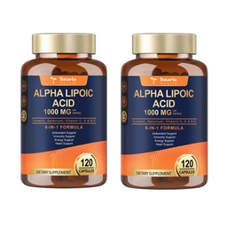 2 Packs Alpha Lipoic Acid 1000mg Antioxidant Supplement Capsules for Neuropathy Support Supplement Nerve Health, Liver Detox, Antioxidant, Metabolism and Cell Energy, Anti-Aging - Non-GMO, Gluten Free