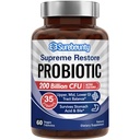 Probiotic for Men & Women, 200 Billion CFU 35 Strains, Prebiotics + Digestive Enzymes, Supreme Restore Probiotic Supplement, 60 Veggie Capsules