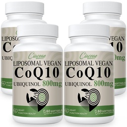 Liposomal CoQ10 800mg Ubiquinol Softgel, Max Absorption Ubiquinol Coenzyme Q10, Ubiquinol CoQ10 Supplement for Antioxidant, Heart Function & Energy Production, Pure CoQ10 800mg, 240 Vegan Softgels
