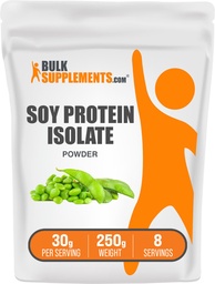 BulkSupplements.com Soy Protein Isolate Powder - Vegan Protein Powder, Unflavored - Pure & Gluten Free, 30g per Serving, 250g (8.8 oz) (Pack of 1)