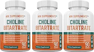 Bundle Combo for 3 Total Bottles of Choline Bitartrate 900mg Per Serving