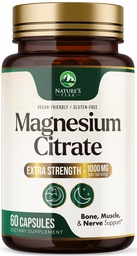 Magnesium Citrate Capsules - Max Absorption Magnesium Powder - Muscle, Bone, Nerve & Heart Health Support - Premium Formula is Powerful & Gentle for Women & Men - Bottled in USA - 60 Capsules
