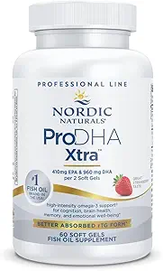 Nordic Naturals ProDHA 1000, Strawberry - 60 Soft Gels - 1660 mg Omega-3 - High-Intensity DHA Formula for Neurological Health, Mood & Memory - Non-GMO - 30 Servings