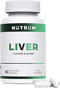 Liver Cleanse and Detox Health Support Supplement by Nutrum, Vegan Liver Formula, Natural Herbal Liver Renewal with Vitamin C, Milk Thistle, Support for Bad Breath, Acne, Low Energy, 60 Capsules