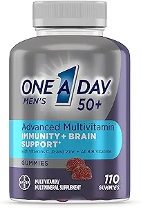 One A Day Men’s 50+ Gummies, Advanced Multivitamin For Men with Brain Support and Immunity Support, Vitamins For Men with Super 8 B Vitamin Complex, 110 Count