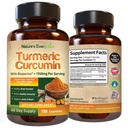 Turmeric Curcumin with Black Pepper Extract (Bioperine) & Organic Turmeric Vegan Joint Support Supplement. Extract 95% Curcuminoids 1965mg Supplement for Healthy Joints & Immune Support. 180 Capsules