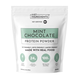 JUST INGREDIENTS Mint Chocolate Protein Powder | 30 Servings | 24g Grass-Fed New Zealand and Irish Whey + 4 Additional Protein Sources | No Added Sugar | No Synthetic Gums or Fillers