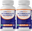 Vitamatic Lactobacillus Salivarius 2 Billion per DR Capsule - 60 Count - Digestive Support - Made with Prebiotic Inulin Fiber (2 Bottles)