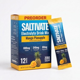 Mango Pineapple Electrolyte Packets | HSA FSA | 800mg Sodium | Stevia-Sweetened & Sugar Free Electrolytes Powder | Hydration for Sweat Recovery, Fasting, POTS | Makes 32 Fl Oz (Pack of 12)