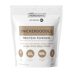 JUST INGREDIENTS Snickerdoodle Protein Powder - Grass-Fed Whey, Plant Proteins, Cinnamon Vanilla - 30 Servings