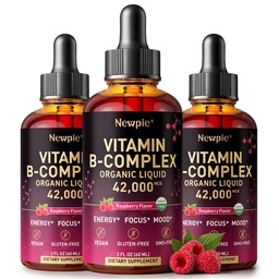 Vitamin B Complex Liquid Drops - B12 Methylcobalamin, B6, B1, Niacin & Folate, Biotin, Vitamin C, Choline, Inositol, CoQ10 & Taurine - Methylated Sublingual for Energy & Focus - Vegan, Organic