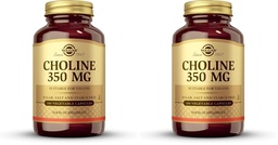 Solgar Choline 350 mg, 100 Vegetable Capsules - Supports Healthy Brain & Cellular Function - Vegan, Gluten Free, Dairy Free, Kosher - 100 Servings,(Pack of 2)