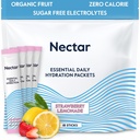 Nectar Hydration Packets - Electrolytes Powder Packets - No Sugar or Calories - Organic Fruit Liquid Daily IV Hydrate Packets for Dehydration Relief & Rehydration (Strawb. Lemon 18 Pack)