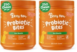 Zesty Paws Probiotics for Dogs, Digestive Enzymes Gut Flora, Digestive Health, Diarrhea & Bowel Support, DE111, Dog Probiotic Soft Chew for Pet Immune System, Pumpkin, 250 Ct (Pack of 2)