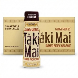 Taki Mai Coconut Kava Kava 2.5 oz (24-pack) Shots – Noble Kava Root Drink, Ready to Drink for Stress Support & Relaxation, Fast Acting Herbal Support for Calming Better Sleep and Balanced Mood