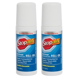 Stopain Pain Relief Roll On Gel 3oz (2 Pack) USA Made, Max Strength Fast Acting with MSM, Glucosamine, Menthol for Arthritis, Lower Back, Knee, Neck, HSA FSA Approved Topical Analgesic Products
