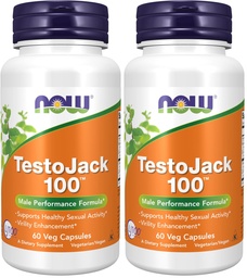 NOW Supplements, TestoJack™ 100 with LJ100®, a Potent standardized Extract of Tongkat Ali (Eurycoma longifolia), Tribulus and ZMA®, 60 Veg Capsules (Pack of 2)