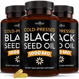NEW AGE Black Seed Oil Softgel Capsules - Premium Cold-Pressed Nigella Sativa Producing Pure Black Cumin Seed Oil - Non-GMO & Vegetarian 90 Count (Pack of 3)