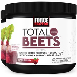 Force Factor Total Beets Superfood Beet Root Powder 2-Pack, Nitrates to Support Circulation, Blood Flow, Nitric Oxide, Energy, Endurance, Stamina, Cardiovascular Heart Health Supplement, 60 Servings