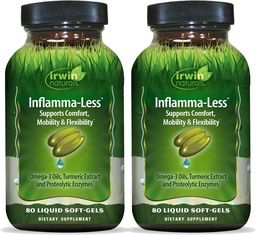 Irwin Naturals Inflamma-Less | Joint Supplements for Men & Women | Supports Healthy Inflammatory Response, Joint Mobility & Comfort | Turmeric & Omega 3 Fish Oil | 80 Liquid Soft-Gels (2 Pack)