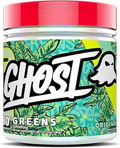 GHOST Greens Powder, Original - 30 Servings - 19 Superfood Greens & Reds Powder, Fruits, Vegetables, Spirulina, & Chlorella, Prebiotics, 10 Billion CFU Probiotic & Digestive Enzymes - Gluten-Free