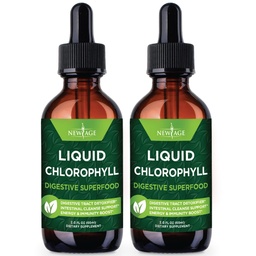 NEW AGE Chlorophyll Liquid Drops - Natural Concentrate – Energy Booster, Digestion and Immune System Supports, Internal Deodorant, Liver Function - (2 Fl Oz (Pack of 2))