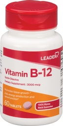 Leader Vitamin B-12 3000MCG Quick Dissolve Tablets 60 Ct. Fast Absorption Energy Support