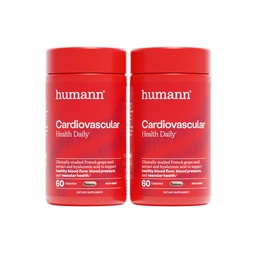 HumanN Cardiovascular Health Daily, 4-in-1 Vascular & Blood Pressure Support, Grape Seed Extract Capsules & Hyaluronic Acid Circulation Supplements, Plant-Based Non-GMO, 120 Capsules