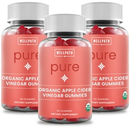 WellPath Organic Apple Cider Vinegar Gummies with The Mother - USDA Organic ACV Gummies with Ginger | Gut Health, Immune Support + Body Cleanse | Apple Flavor | Vegan, Non-GMO, Made in USA, 180 Ct