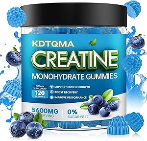 Creatine Monohydrate Gummies for Men & Women 120 CT - 5600mg of Creatine Monohydrate per Serving, Chewable Creatine Monohydrate for Muscle Support & Energy Boost, Sugar Free, Vegan (Blueberry Flavor)