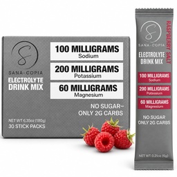Electrolyte Drink Mix – Zero Sugar, Raspberry Flavor, 30 Single-Serve Hydration Packets, Sugar-Free Hydration Powder with Electrolytes & Minerals (30 Packets, Raspberry)