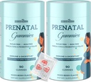 Prenatal Gummies Sugar Free 180 Count - Organics Prenatal Vitamins for Women with Folate, DHA & Probiotics - Iron Free Prenatal Vitamin Gummies for Immune & Digestive - 2 Bottles