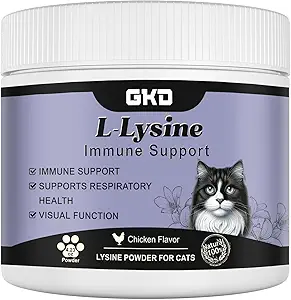 L-Lysine Powder for Cats, Immune Support for Cats, Supports Immune and Eye Health Supplement, Lysine Aid with Reduces Eye Discharge, Alleviates Sneezing and Runny Nose