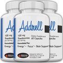 Addrell Energy Stimulant Pills- Study Supplement Alternative Pill, Natural Nootropic Supplements & Cognitive Enhancer Substitute to Elevate Mental Clarity for Women & Men- 180 Capsules