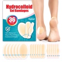 36PCS Hydrocolloid Blister Bandages – Blister Bandages for Feet, Blister Prevention & Recovery – Waterproof Blister Pads & Blister Cushions for Heel, Toe & Foot